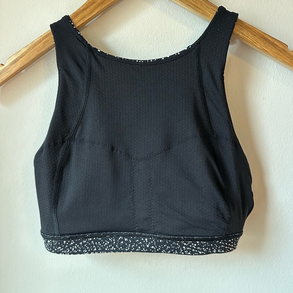 lululemon Free To Be Serene High Neck Bra Black White Speckle Size 4 - Picture 10 of 13